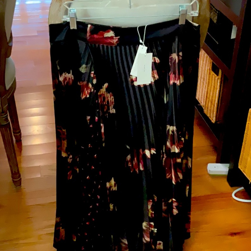 Vince floral and black pleated skirt.